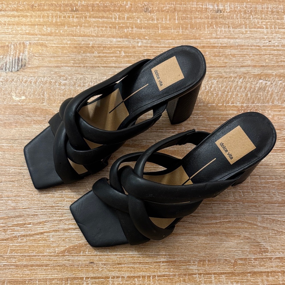 Dolce Vita Black Strappy Block Heels 7.5